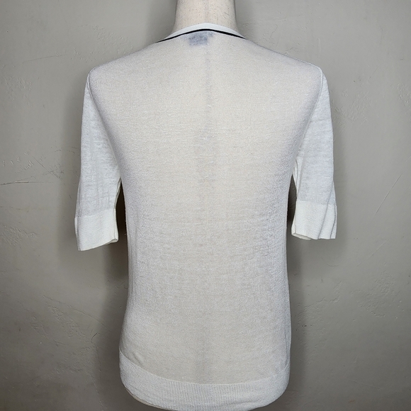 THEORY Naoleeray Sag Harbor V Neck Linen Sweater Top Size P/S - Picture 4 of 10